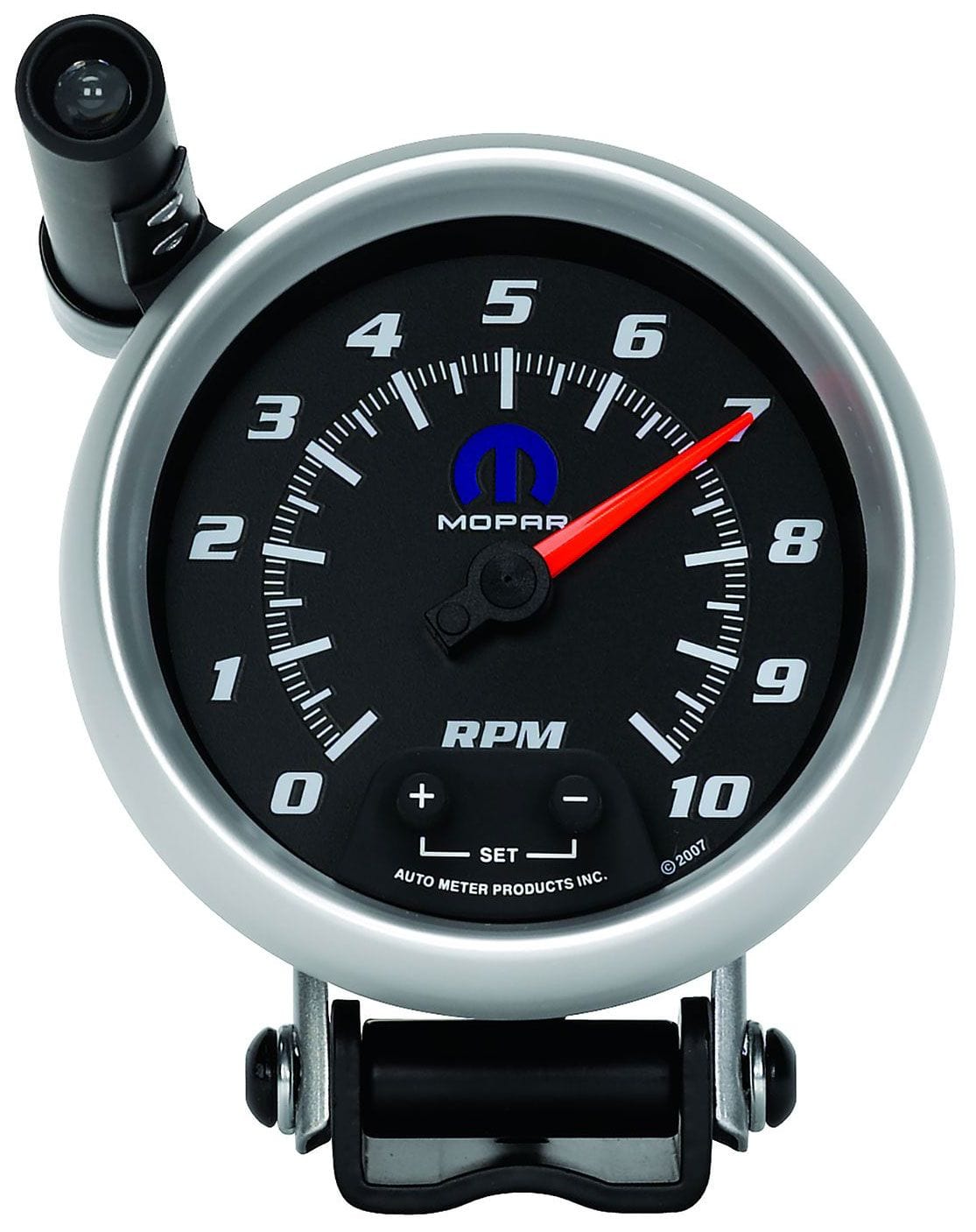 AUTOMETER 3-3/4", Black Dial/Silve Bezel, Pedestal Mount, Shift-Lite, 0-10,000 Auto Meter Mopar Mini-Monster Tachometer AU880023 SR