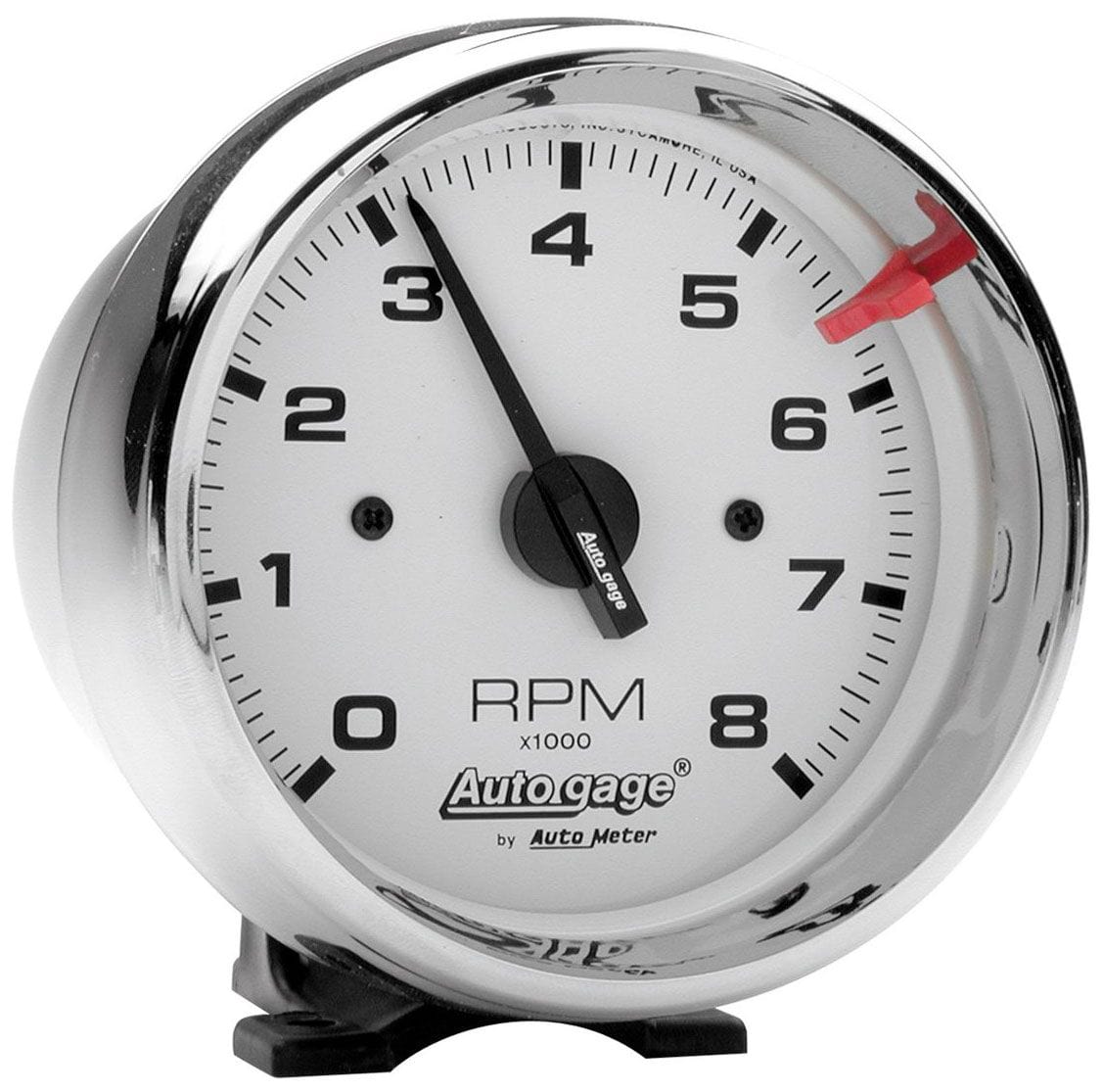 AUTOMETER 3-3/4", Pedestal Mount, Chrome Case and Bezel, White Dial, 0-8,000 rpm Auto Meter Auto gage Tachometer AU2304 SR