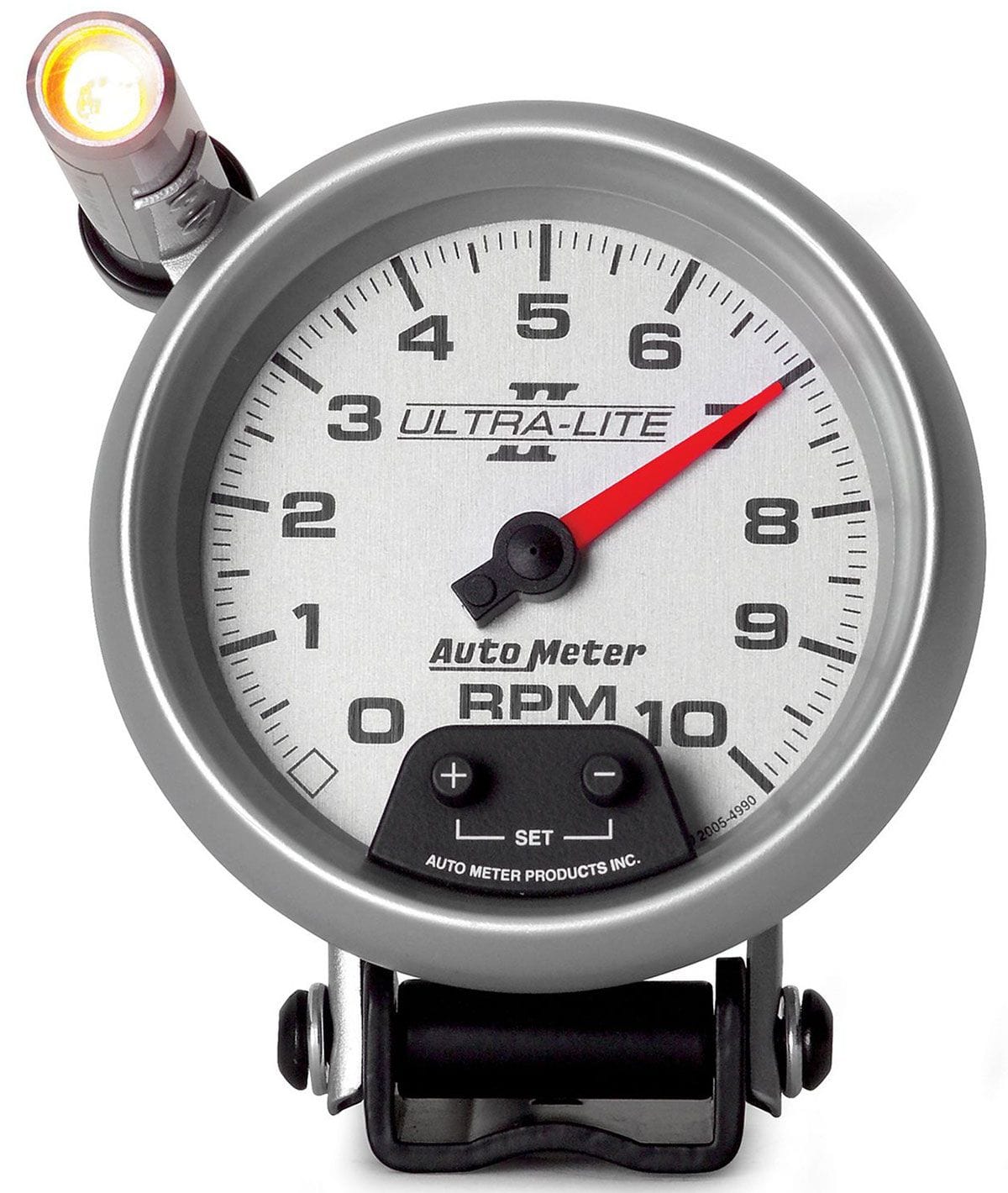 AUTOMETER 3-3/4", Pedestal Mount,External LED Mini Quick Lite w/Amber LED, 0-10 Auto Meter Ultra-Lite II Series Mini-Monster Tachometer AU4990 SR