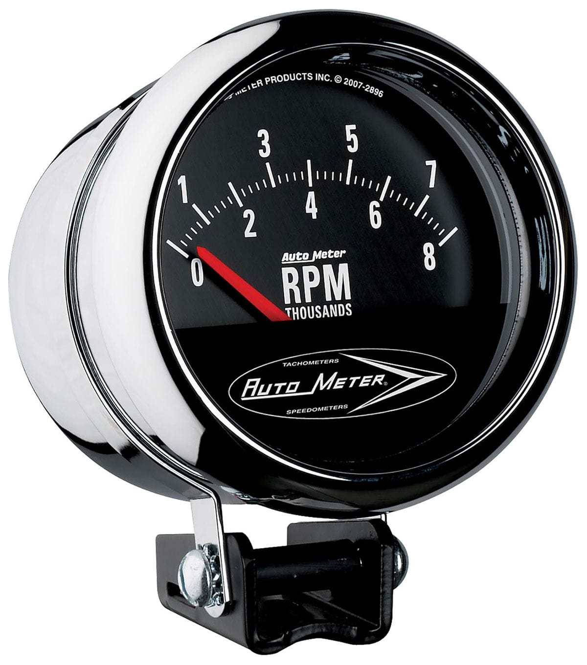 AUTOMETER 3-3/4", Pedestal Mount, Short Sweep, Super Bezel, 0-8,000 rpm Auto Meter Traditional Chrome Tachometer AU2897 SR