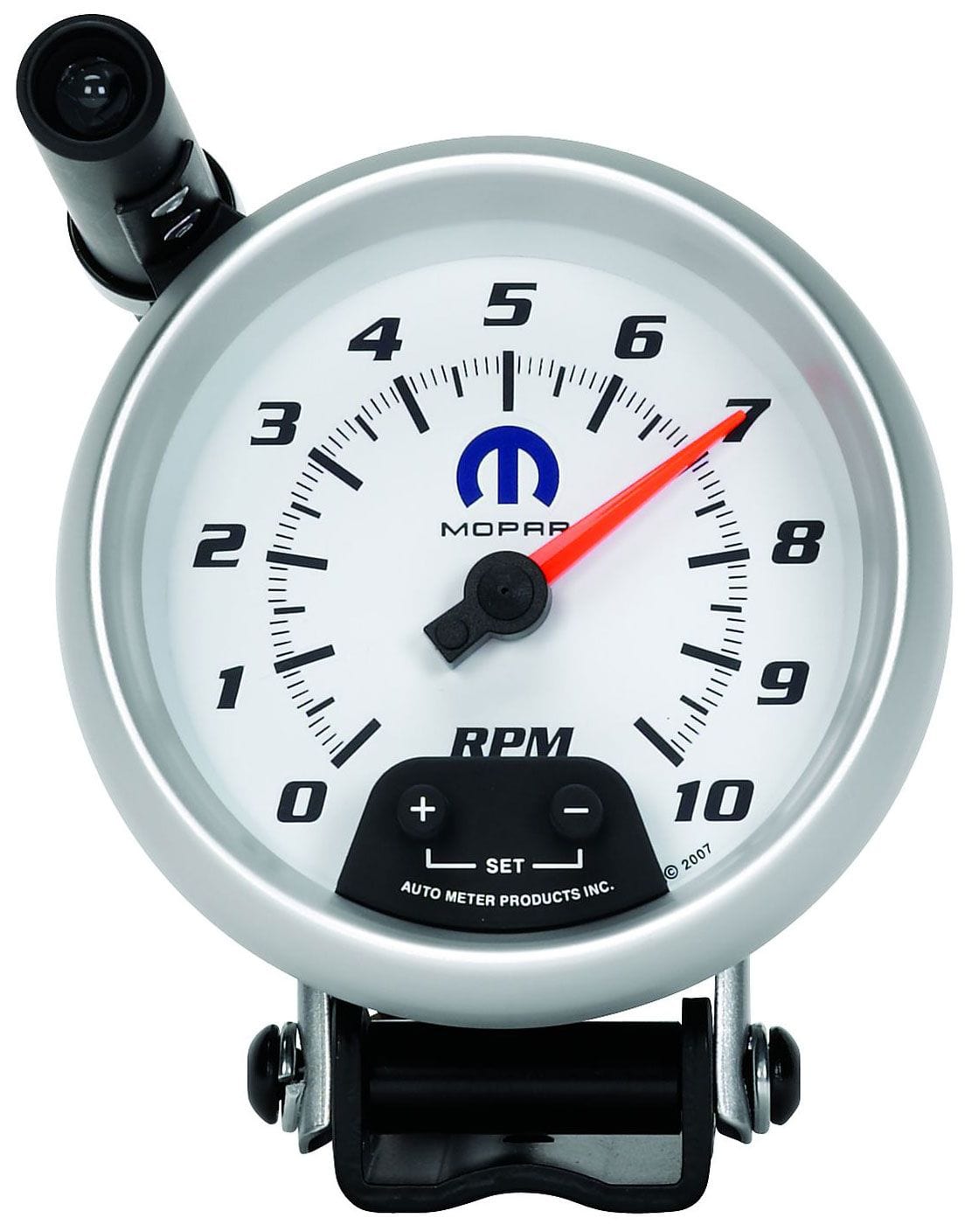 AUTOMETER 3-3/4", White Dial/Silver Bezel, Pedestal Mount , Shift-Lite, 0-10,00 Auto Meter Mopar Mini-Monster Tachometer AU880037 SR