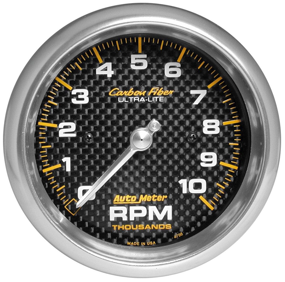 AUTOMETER 3-3/8", In-Dash, 0-10,000 rpm Auto Meter Carbon Fiber Series Tachometer AU4798 SR