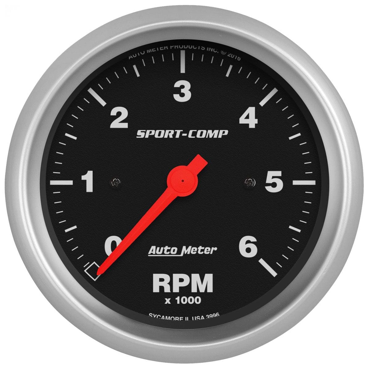 AUTOMETER 3-3/8", In-Dash, 0-6,000 rpm Auto Meter Sport-Comp Series Tachometer AU3996 SR