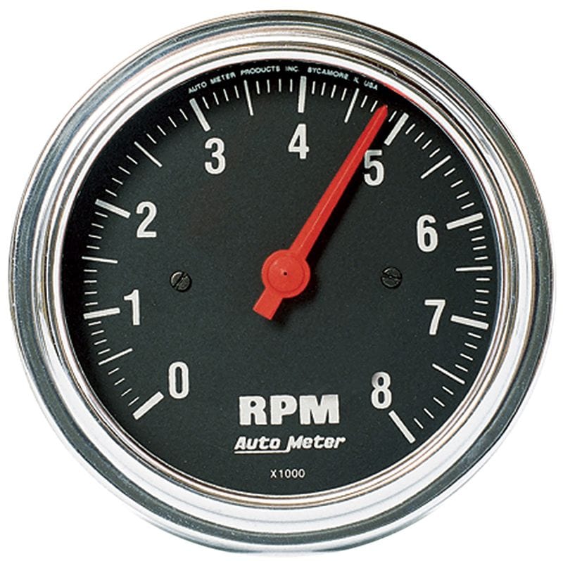 AUTOMETER 3-3/8", In-Dash, 0-8,000 rpm Auto Meter Traditional Chrome Tachometer AU2499 SR