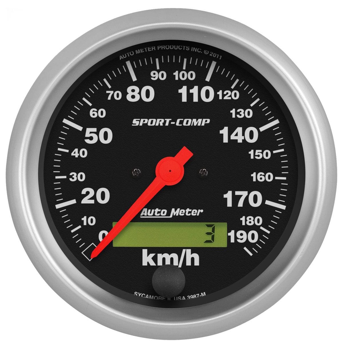 AUTOMETER 3-3/8", In-Dash, Electrical, Programmable, 0-190 km/h Auto Meter Sport-Comp Series Speedometer AU3987-M SR