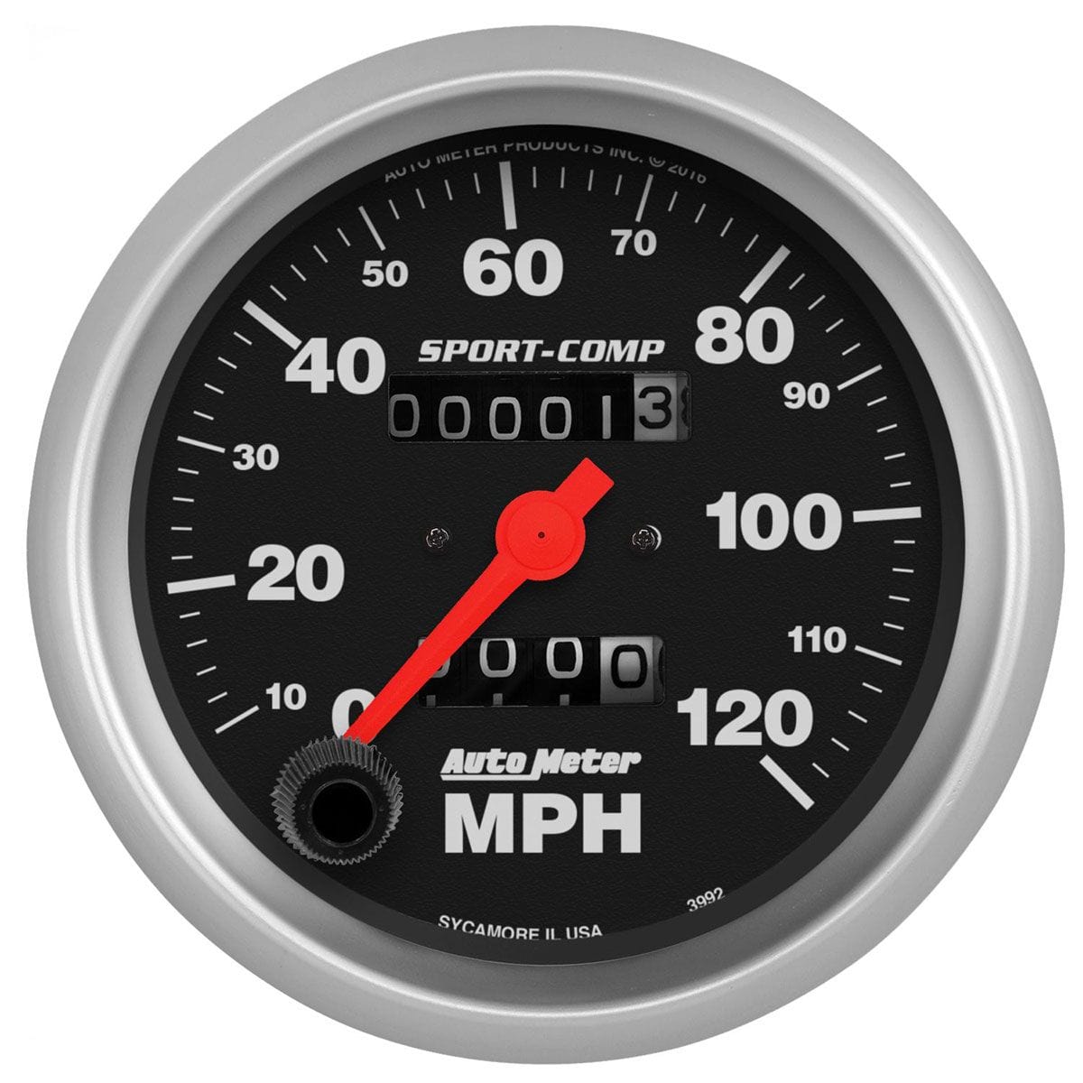 AUTOMETER 3-3/8", In-Dash, Mechanical, 0-120 mph Auto Meter Sport-Comp Series Speedometer AU3992 SR