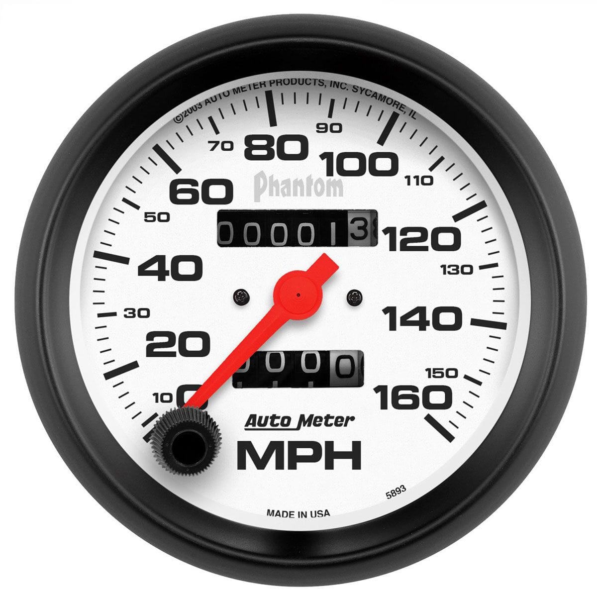 AUTOMETER 3-3/8", In-Dash, Mechanical, 0-160 mph Auto Meter Phantom Series Speedometer AU5893 SR