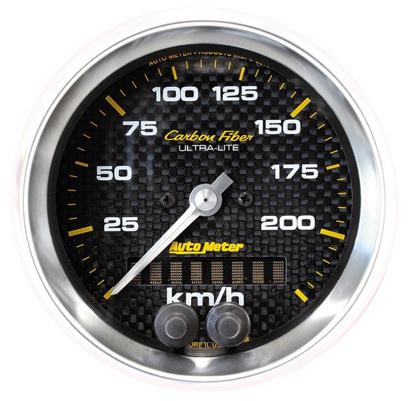 AUTOMETER 3-3/8", In-Dash, Metric, 0-225 kpm Auto Meter Carbon Fibre Series GPS Speedometer AU4780-M SR
