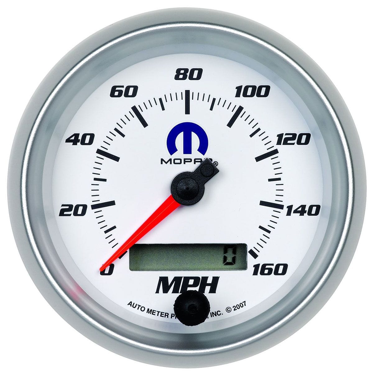 AUTOMETER 3-3/8", White Dial/Silver Bezel, In-Dash, Programmable, 0-160 mph, LC Auto Meter Mopar Speedometer AU880036 SR