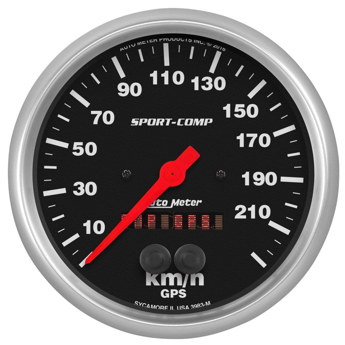 AUTOMETER 5", In-Dash, Metric, 0-225 kph Auto Meter Sport-Comp GPS Speedometer AU3983-M SR