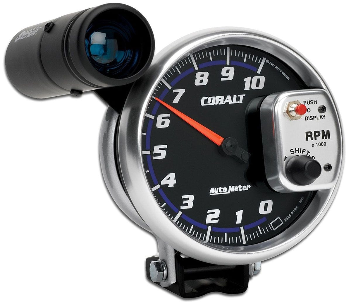 AUTOMETER 5", Pedestal Mount, 0-10,000 rpm, External Blue Shift-Lite Auto Meter Cobalt Series Shift-Lite Tachometer AU6299 SR