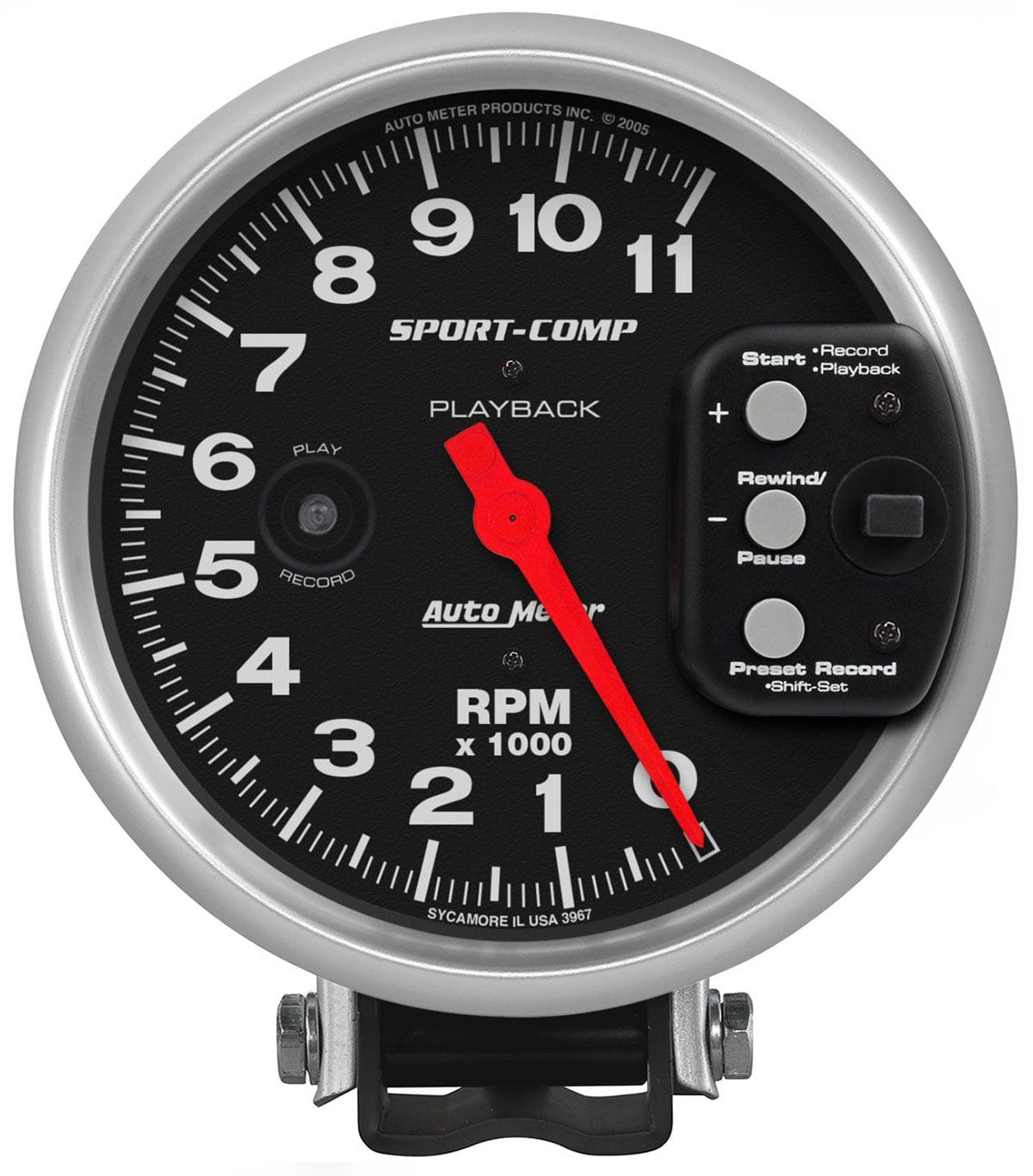 AUTOMETER 5", Pedestal Mount, 0-11,000 rpm Auto Meter Sport-Comp Series Playback Tachometer AU3967 SR