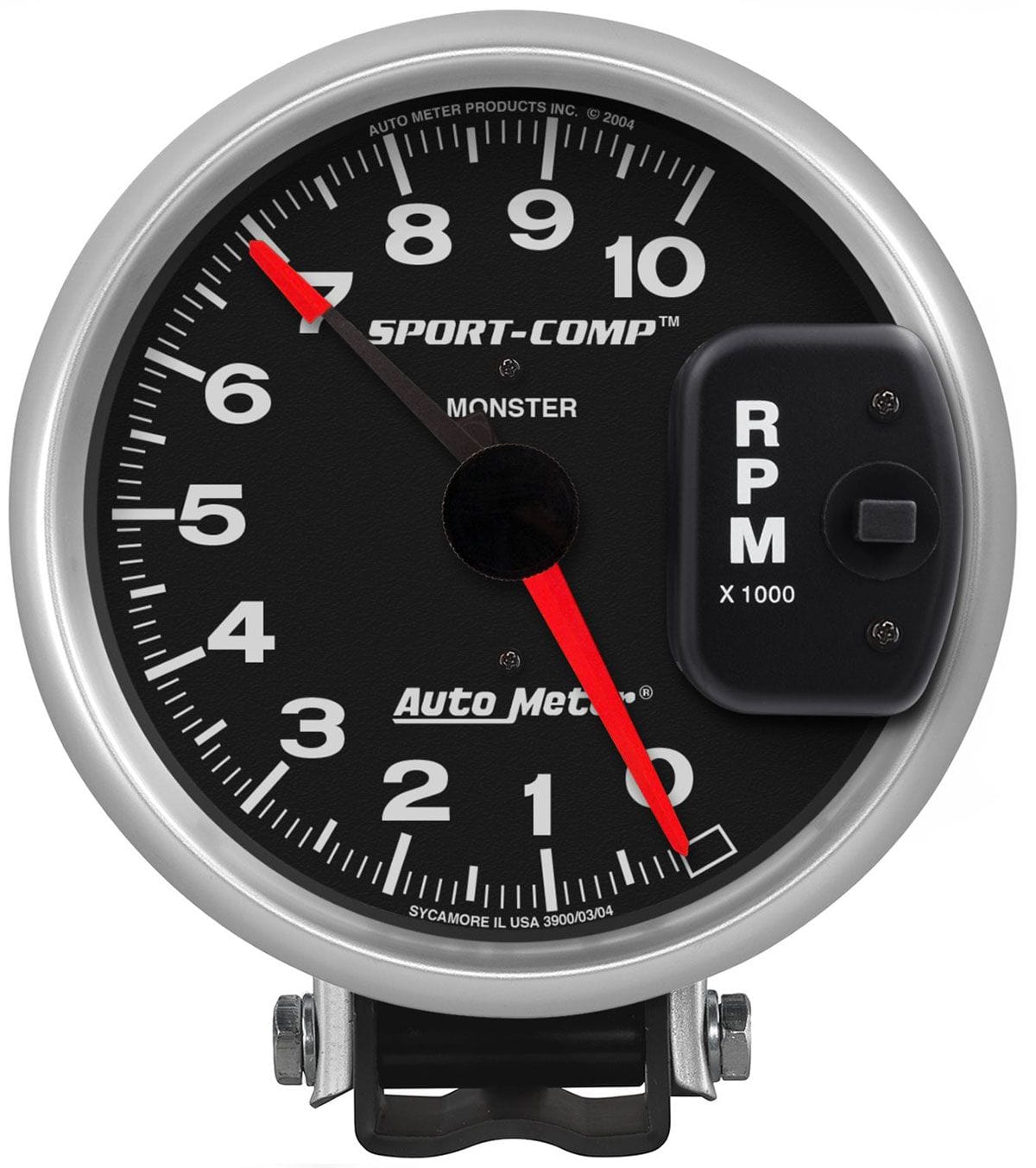 AUTOMETER 5", Pedestal Mount, Adjustable Redline Pointer, 0-10,000 rpm Auto Meter Sport-Comp Series Monster Tachometer AU3900 SR