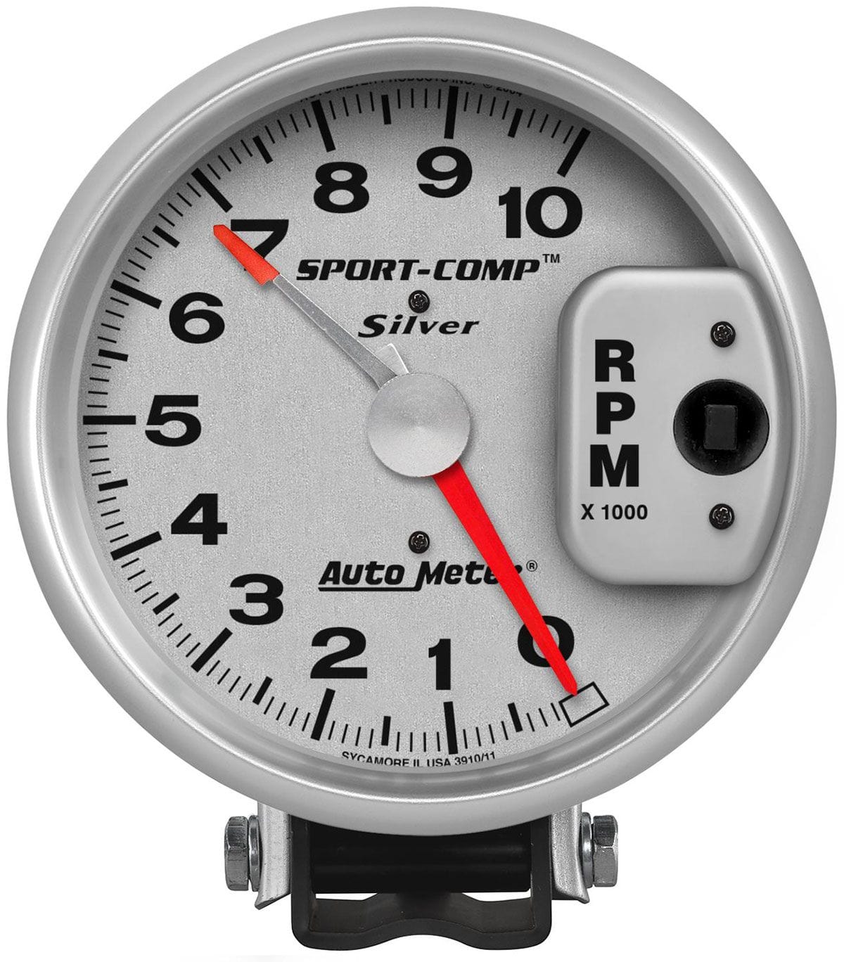 AUTOMETER 5", Pedestal Mount, Adjustable Redline Pointer, 0-10,000 rpm Auto Meter Sport-Comp Silver Tachometer AU3910 SR