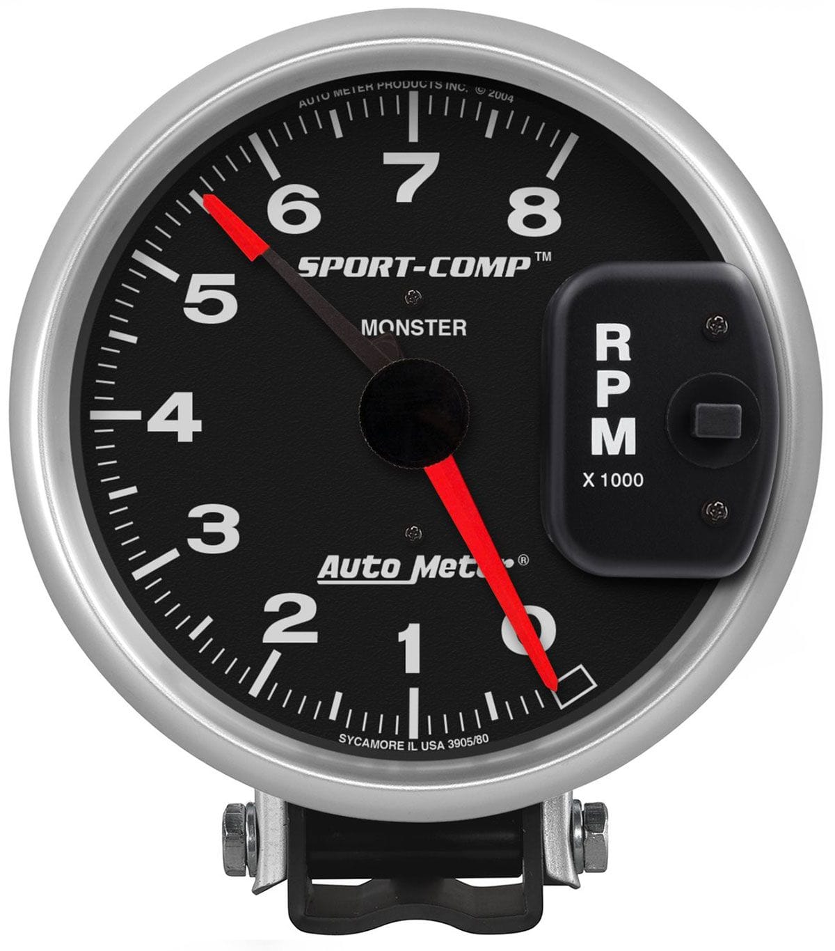 AUTOMETER 5", Pedestal Mount, Adjustable Redline Pointer, 0-8,000 rpm Auto Meter Sport-Comp Series Monster Tachometer AU3980 SR