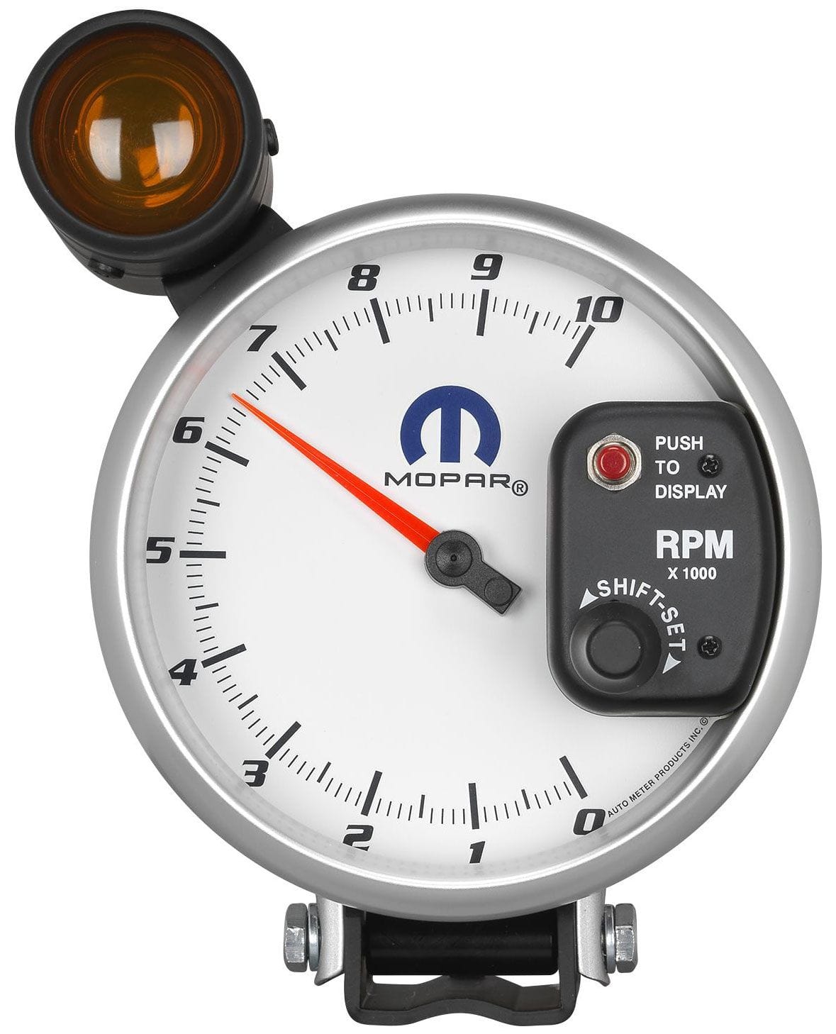 AUTOMETER 5", White Dial/Silve Bezel, Pedestal Mount, Shift-Lite, 0-10,000 rpm Auto Meter Mopar Monster Tachometer AU880248 SR