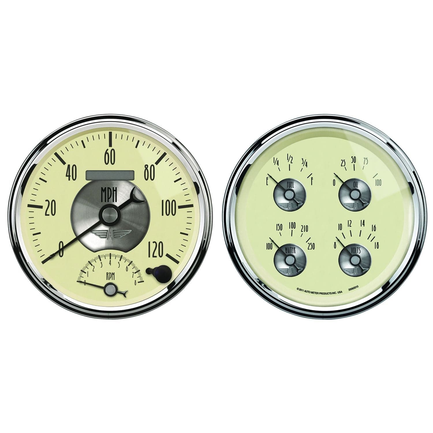 AUTOMETER Auto Meter Prestige Antique Ivory Series 5" Quad Speedo & Tacho Gauge Kit AU2004 SR