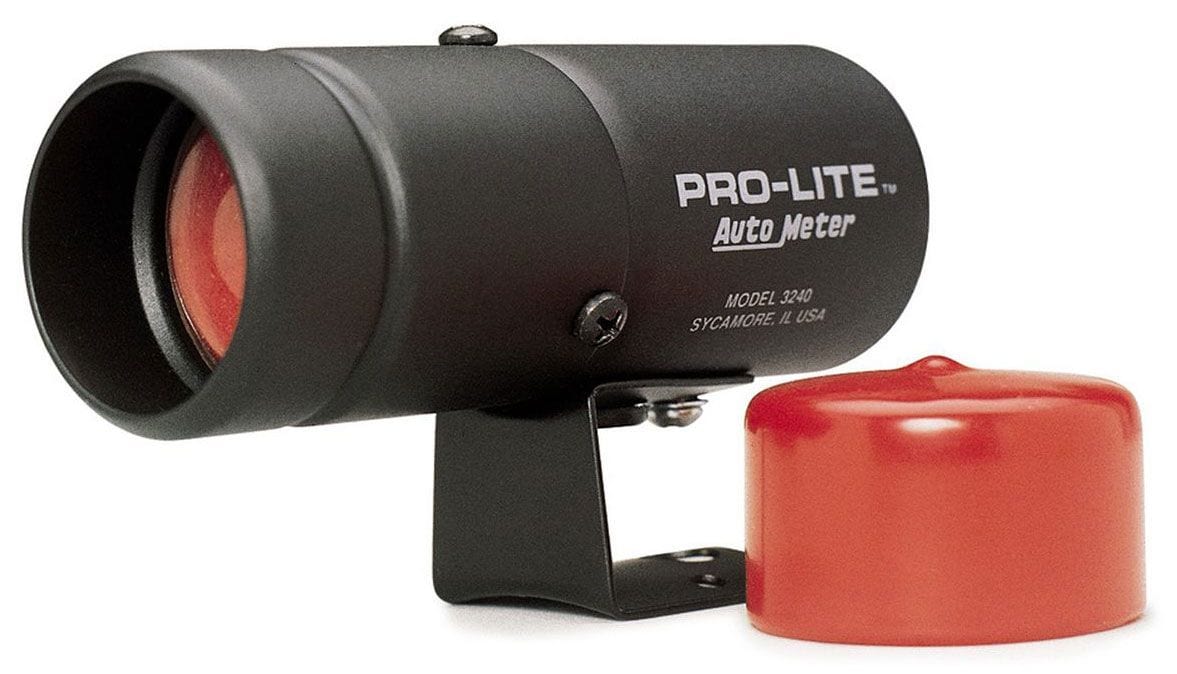 AUTOMETER Black case, red lens and red night cover, 1.625 in. Diameter Auto Meter Pro-Lite Warning Light AU3240 SR