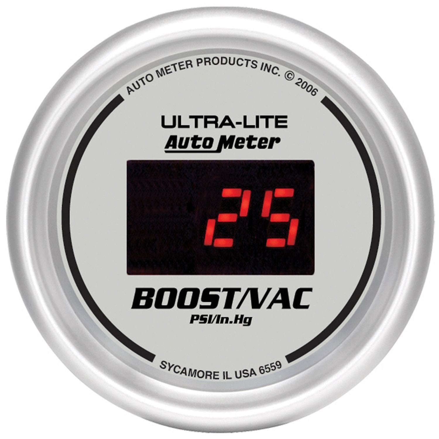 AUTOMETER Digital, In-dash, 2-1/16", 30 In Hg.-Vac./30 psi Auto Meter Ultra-Lite Digital Series Boost/Vacuum Gauge AU6559 SR
