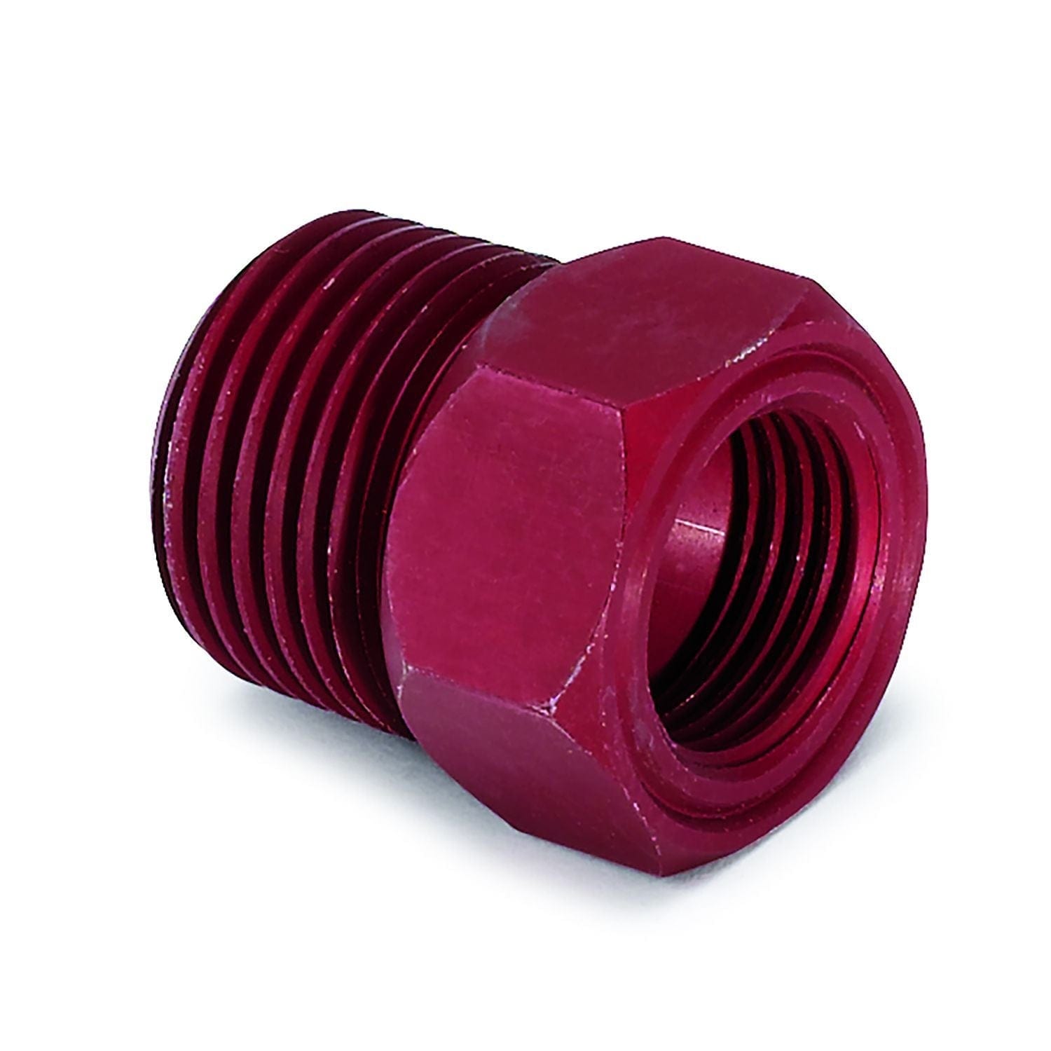 AUTOMETER Red Aluminium male 1/2" NPT fitting with female 5/8"-18 UNF thread. Auto Meter Temperature Adapter AU2273 SR