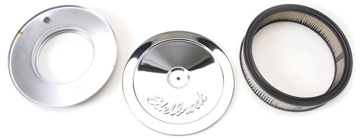 EDELBROCK 10" diameter with 2" element, 3-1/2" overall height Edelbrock Pro-Flo Chrome Air Cleaner ED1208 SR