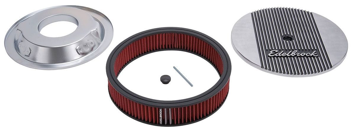 EDELBROCK 14" x 3" With 5/8" Drop Base Edelbrock Elite 2 Series Round Air Cleaner - Polished ED4266 SR
