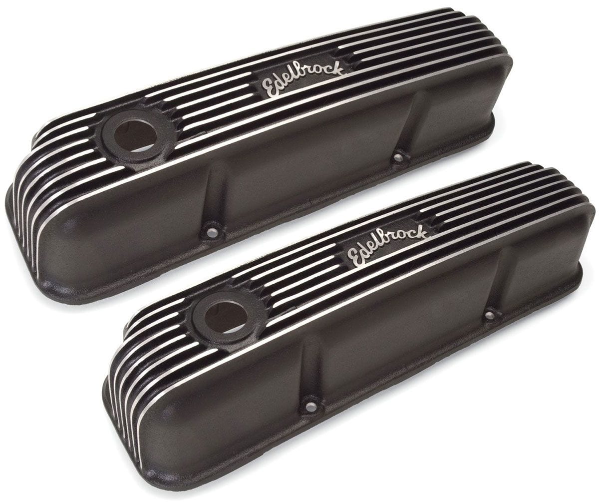 EDELBROCK 1958-1976 Ford FE, 5" overall ht. Edelbrock Classic Aluminium Series Valve Covers - Black Finish ED41623 SR