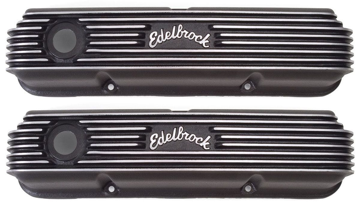 EDELBROCK 1958-1976 Ford FE, 5" overall ht. Edelbrock Classic Aluminium Series Valve Covers - Black Finish ED41623 SR