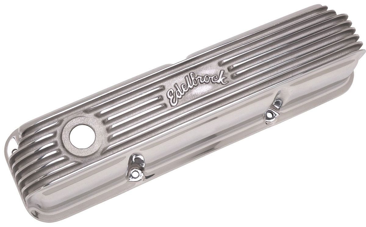 EDELBROCK 1958-1976 Ford FE, 5" overall ht. Edelbrock Classic Aluminium Series Valve Covers - Polished Finish ED4162 SR