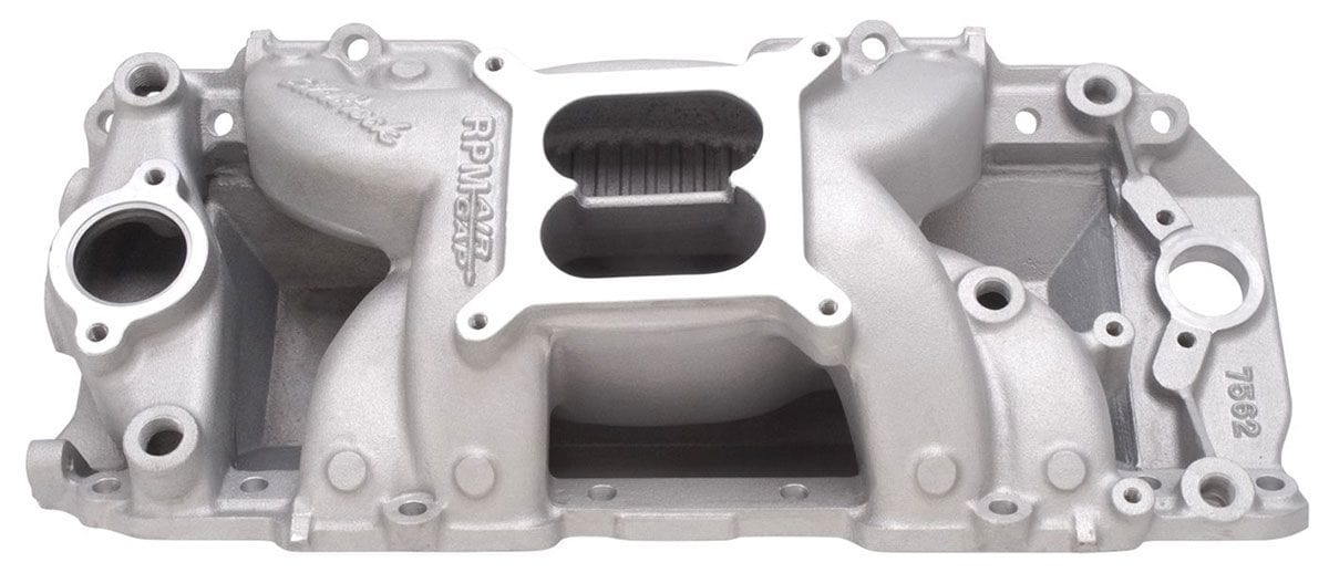EDELBROCK Big Block Chevy rectangle port heads, 1500-6500 rpm Edelbrock RPM Air-Gap 2-R Intake Manifold ED7562 SR
