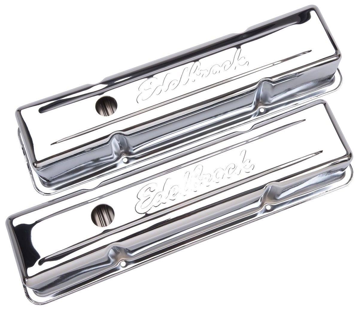 EDELBROCK Chevrolet 262-400 '59-86 (tall), 3.7" overall height Edelbrock Signature Series Chrome Valve Covers ED4649 SR