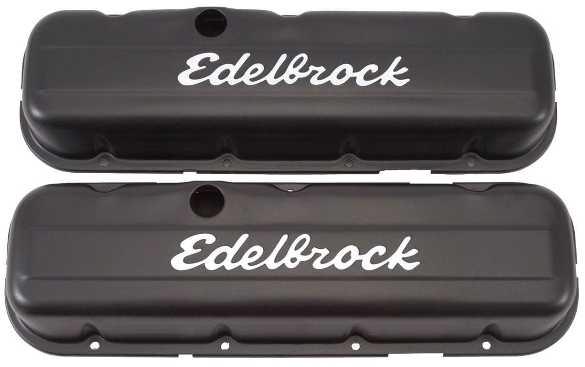 EDELBROCK Chevrolet 396-454 V8 '65 & later (low), 2.6" overall height Edelbrock Signature Series Black Valve Covers ED4483 SR