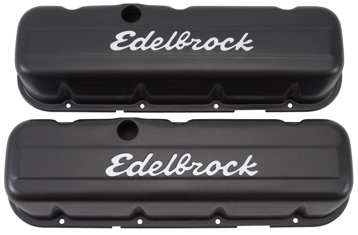 EDELBROCK Chevrolet 396-454 V8 '65 & later (tall), 3.8" overall height Edelbrock Signature Series Black Valve Covers ED4683 SR