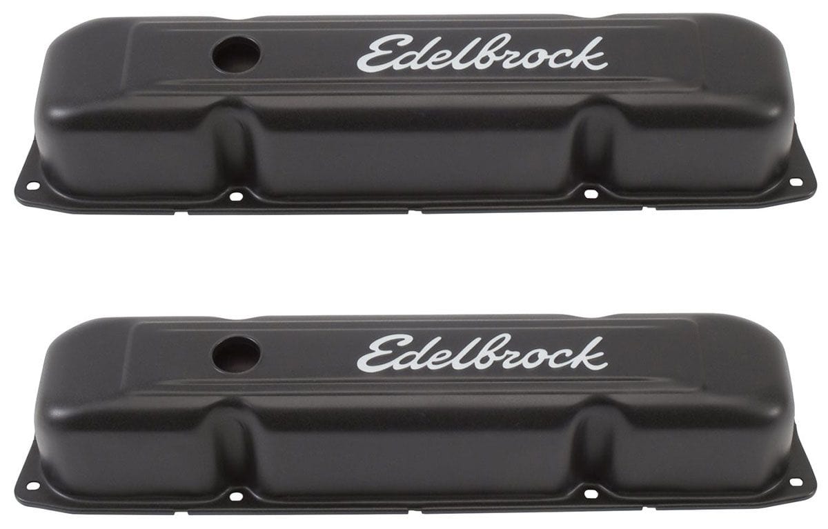 EDELBROCK Chrysler 361-383-400-413-426-440 '58-79, 3.6" overall height Edelbrock Signature Series Black Valve Covers ED4493 SR