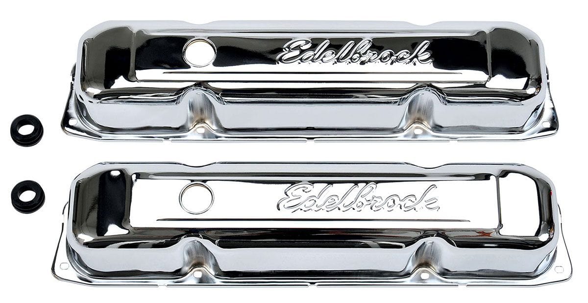 EDELBROCK Chrysler 361-383-400-413-426-440 '58-79, 3.6" overall height Edelbrock Signature Series Chrome Valve Covers ED4491 SR