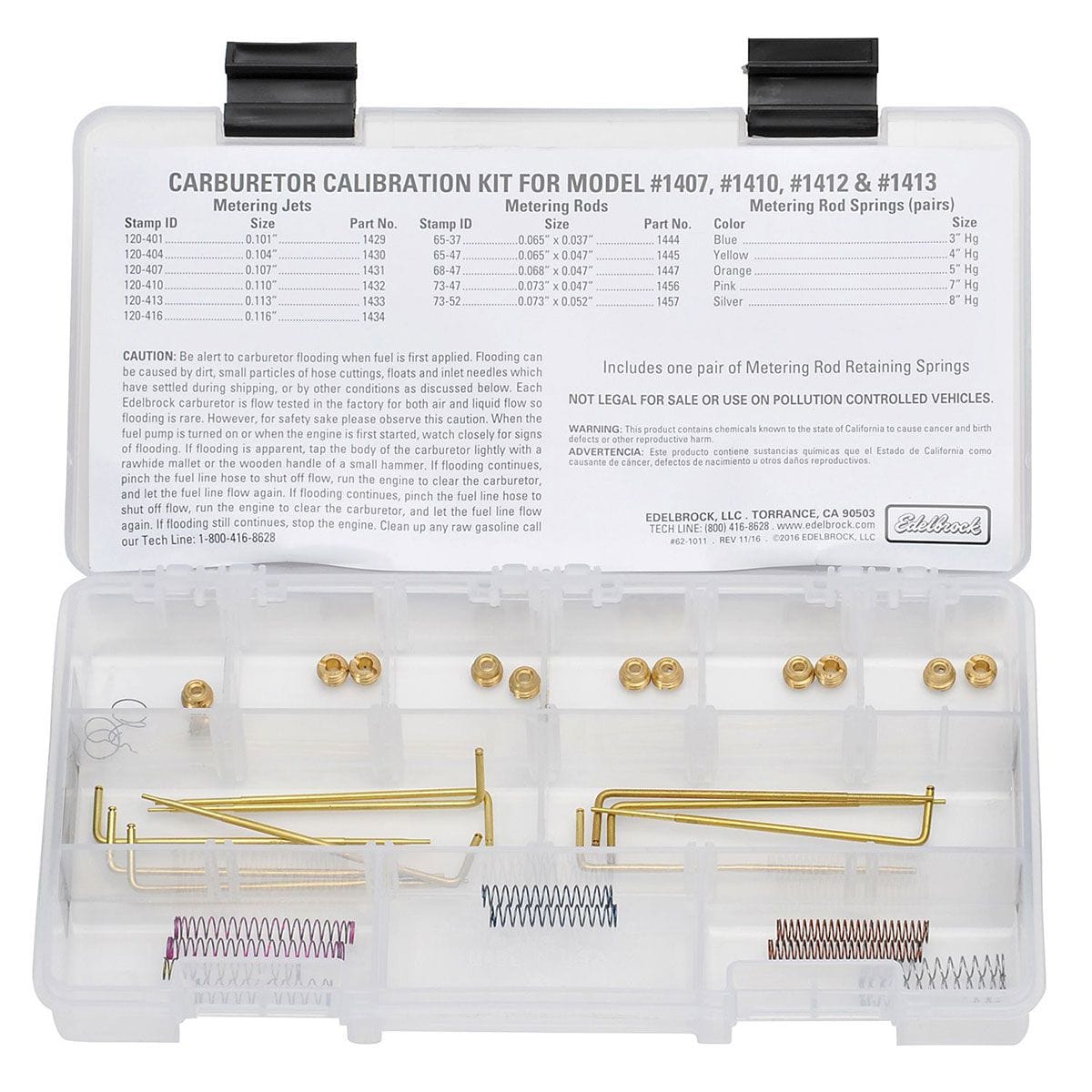 EDELBROCK For ED1407, ED1410, ED1412, ED1413 Edelbrock Calibration Kit for Performer Series Carburettors ED1480 SR