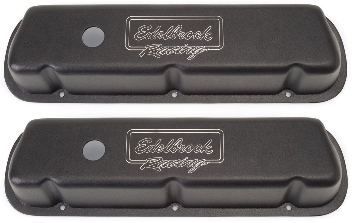 EDELBROCK Ford 289-302-351W, low profile, 2.75" Intake side/ 3.90" Exh side ove Edelbrock Victor Series Valve Covers - Black Finish ED41253 SR