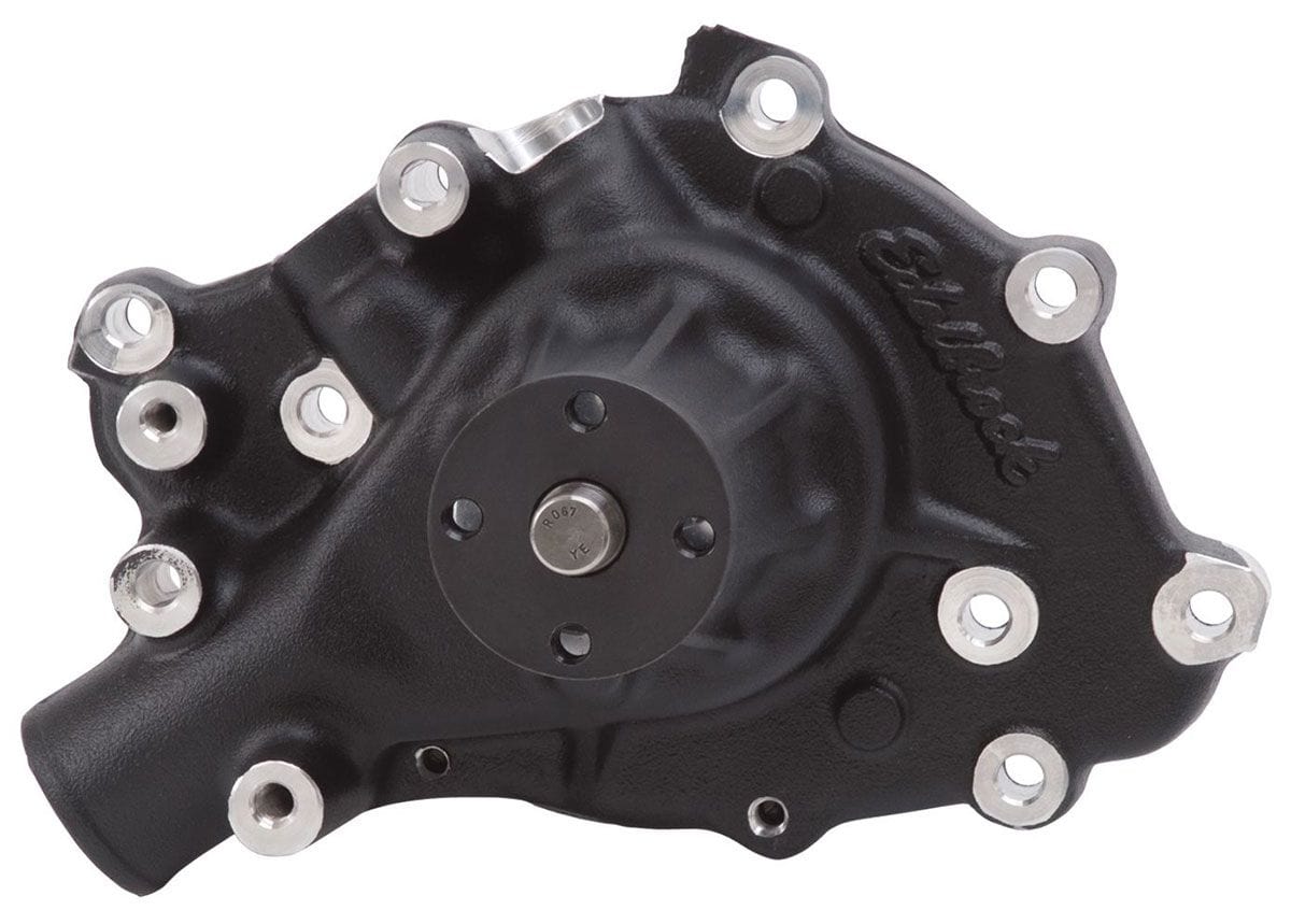 EDELBROCK Ford 289-302-351W, Right Hand Inlet with back plate, 5/8" pilot shaft Edelbrock Victor Series Aluminium Water Pump - Black ED88413 SR