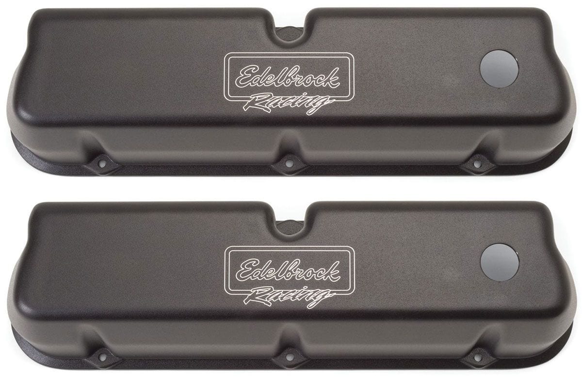 EDELBROCK Ford 289-302-351W, tall profile, 3.88" Intake side/ 3.88" Exh side ov Edelbrock Victor Series Valve Covers - Black Finish ED41263 SR