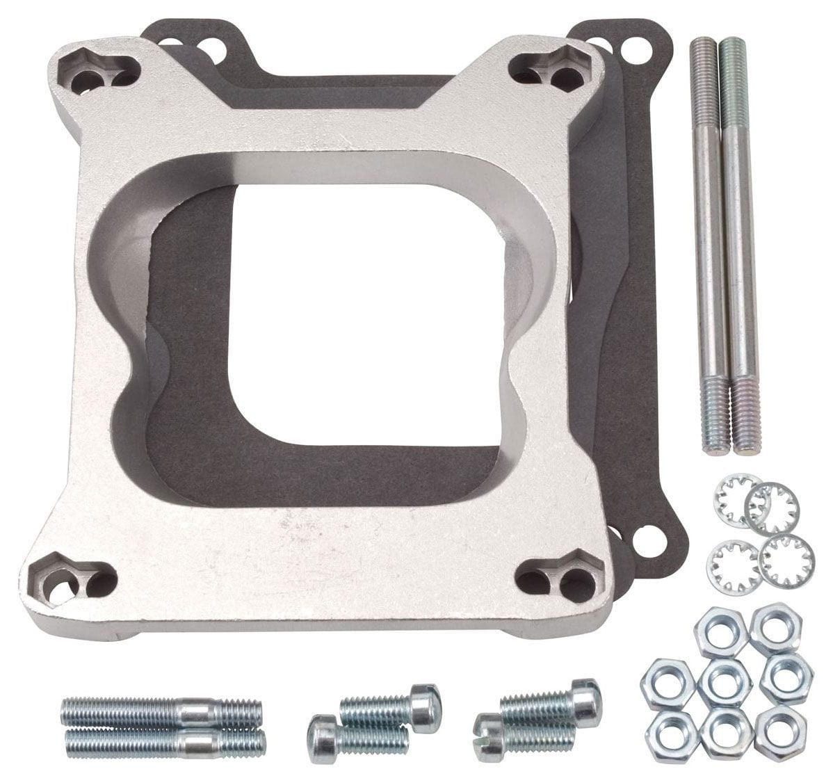 EDELBROCK Mounts 4-bbl. Spreadbore carburettors to square-bore single-plane man Edelbrock Carburettor Adapter - Quadrajet Adapter .750" ED2692 SR