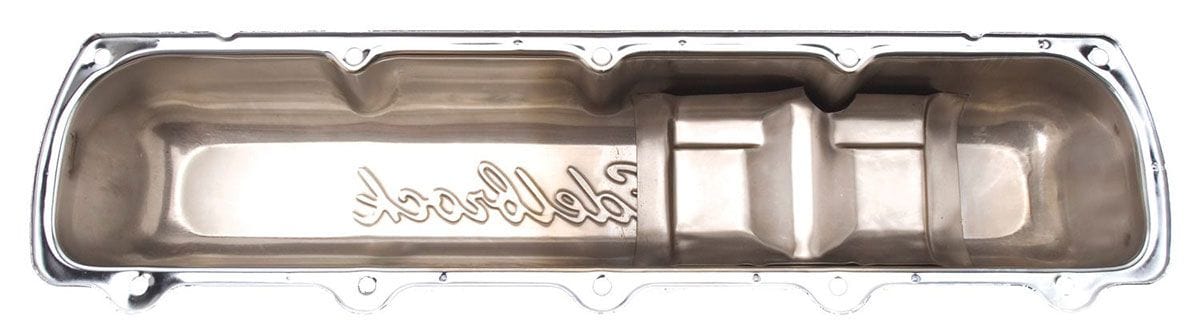 EDELBROCK Oldsmobile 350-455 V8 (fits 5 and 10-hole heads), 2.9" overall height Edelbrock Signature Series Chrome Valve Covers ED4485 SR