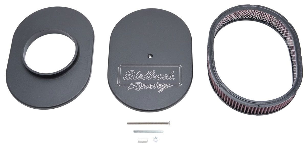EDELBROCK Oval Air Cleaner, 11-7/8" x 8-1/4" with 2.4" element, 3-3/4" overall Edelbrock Victor Series Air Cleaners - Black Finish ED42203 SR