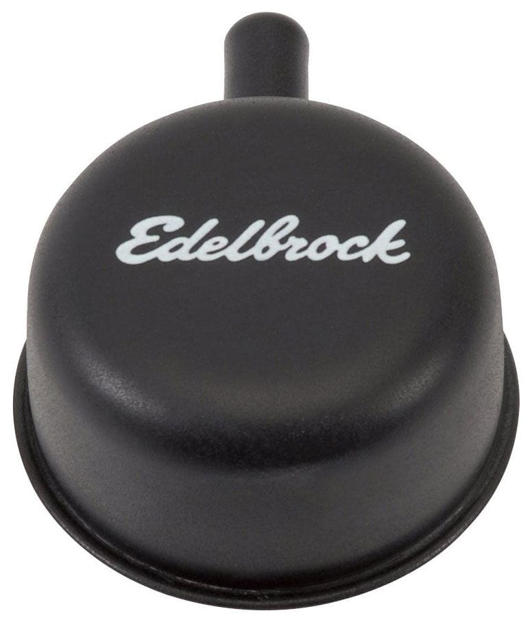 EDELBROCK Round Breather with 90° nipple, Black Finish Edelbrock Signature Series Valve Cover Breathers ED4413 SR