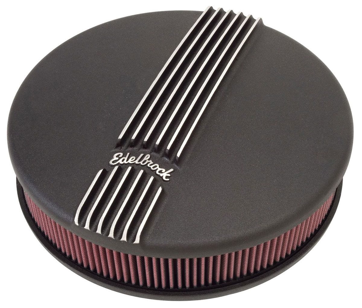 EDELBROCK Round Cast Air Cleaner for Single 4-barrel Carb with 3" element, 3.9" Edelbrock Classic Series Air Cleaners - Black Finish ED41173 SR