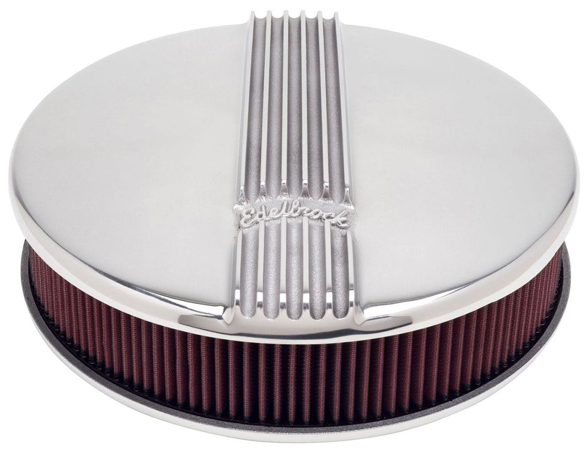 EDELBROCK Round Cast Air Cleaner for Single 4-barrel Carb with 3" element, 3.9" Edelbrock Classic Series Air Cleaners - Polished Finish ED4117 SR