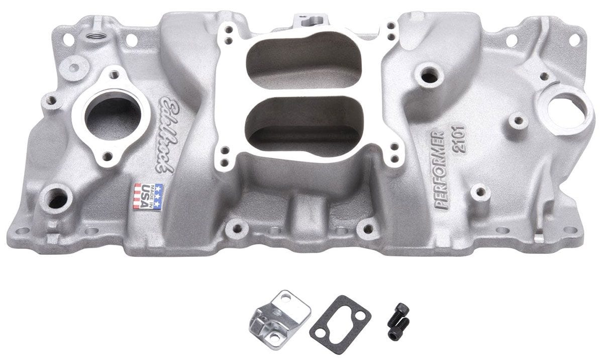 EDELBROCK SB Chevy, Idle to 5500 rpm, Dual Plane, non-EGR Edelbrock Performer Intake Manifold ED2101 SR