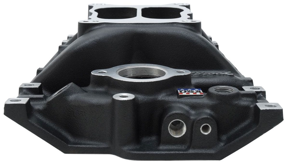 EDELBROCK SB Chevy Vortec, Idle - 5500 rpm, Dual Plane, non-EGR, Black Finish Edelbrock Performer Intake Manifold ED21163 SR