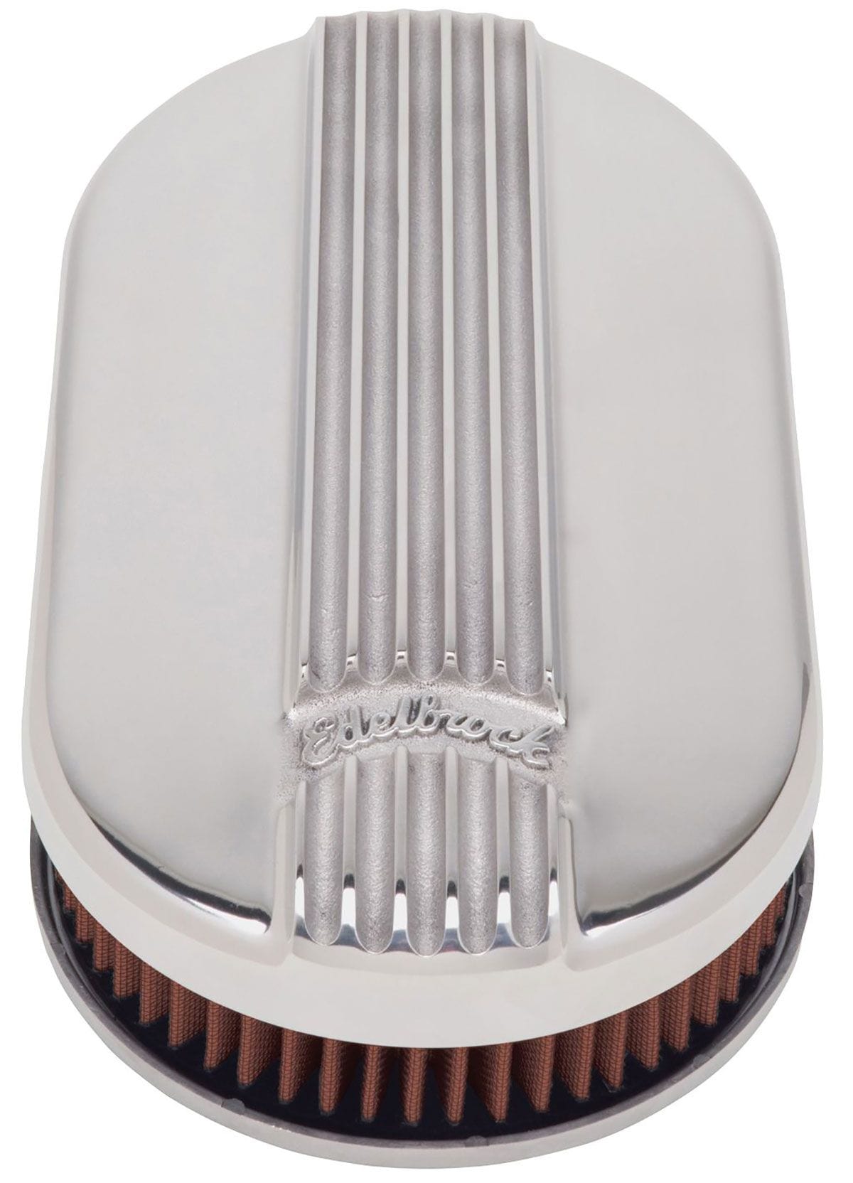 EDELBROCK Small Oval Cast Air Cleaner for Single 4-barrel Carb with 2.4" elemen Edelbrock Classic Series Air Cleaners - Polished Finish ED4115 SR
