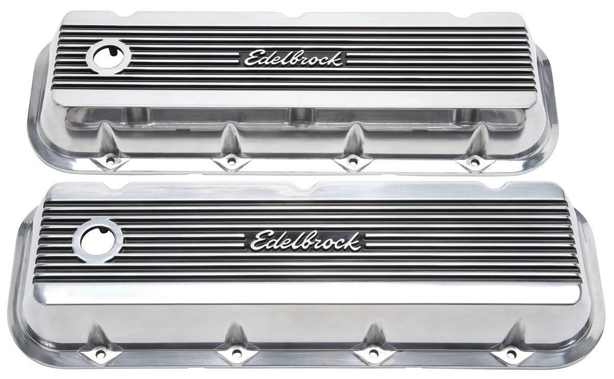 EDELBROCK Suit BB Chev With Edelbrock Logo Edelbrock Elite 2 Series Tall Valve covers - Polished ED4275 SR