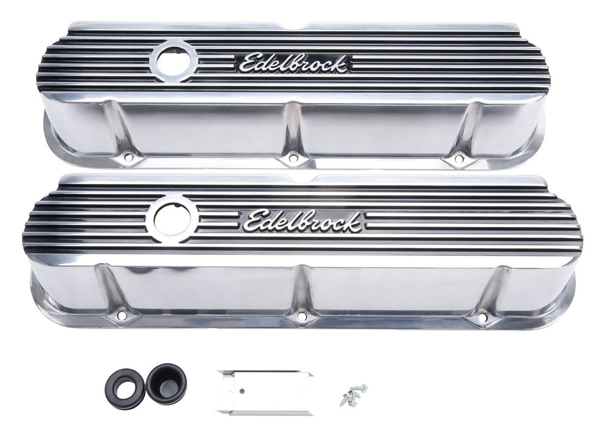 EDELBROCK Suit SB Ford 289-302-351 Windsor With Edelbrock Logo Edelbrock Elite 2 Series Tall Valve covers - Polished ED4264 SR